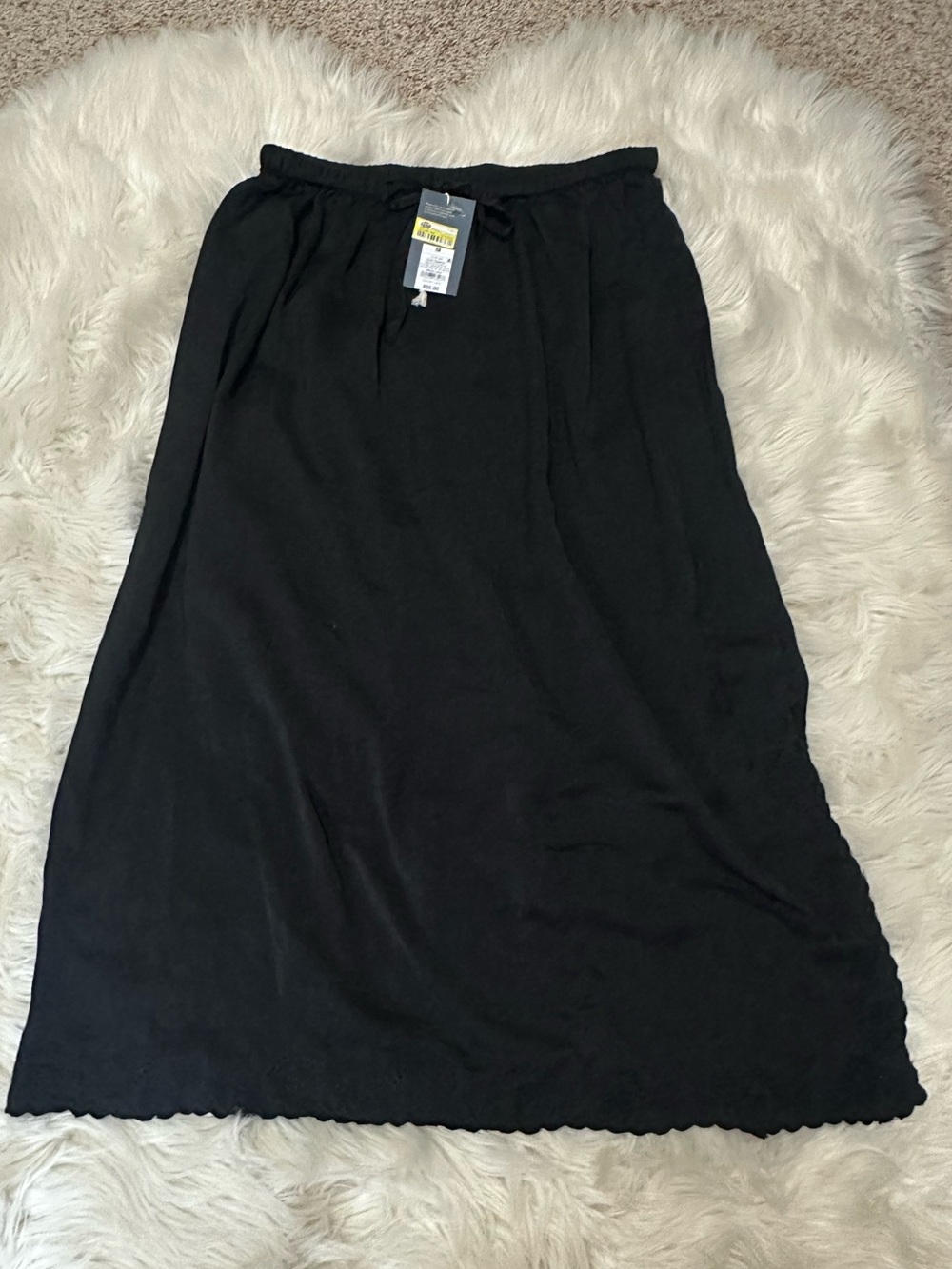 NWT Universal Thread Black Maxi Skirt with Drawstring lace trim with slit